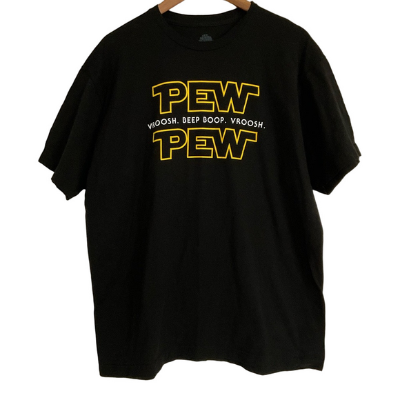Ann Arbor Other - Unisex Ann Arbor Black "Pew Pew" Star Wars-themed T-shirt with Gold Lettering XL